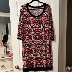 NY Collection Black and Pink Long Sleeve Dress